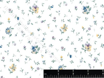 (image for) Blue Pansies Miniature Wallpaper for Dollhouses