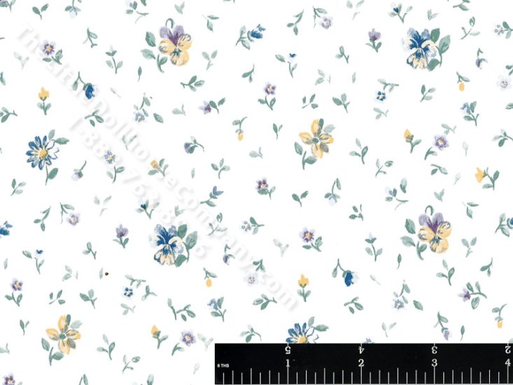 (image for) Blue Pansies Miniature Wallpaper for Dollhouses