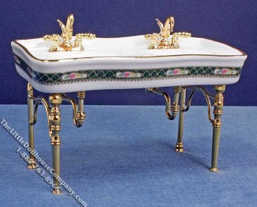(image for) Miniature Porcelain Double Sink for Dollhouses