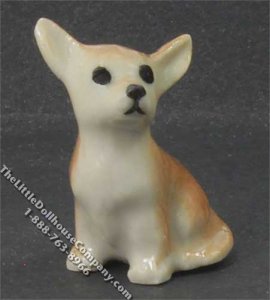 (image for) Miniature Porcelain Sitting Chihuahua for Dollhouses