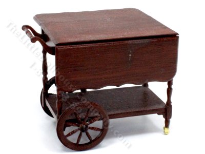 (image for) Miniature Brown Tea Trolley for Dollhouses