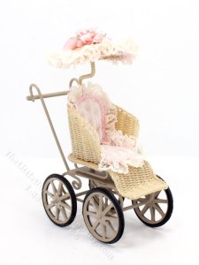 (image for) Miniature Wicker Stroller for Dollhouses