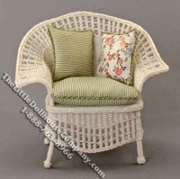 (image for) Miniature White Wicker Chair for Dollhouses