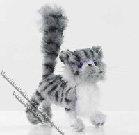 (image for) Miniature Standing Gray White & Black Stripes Cat by Sue Wilkes