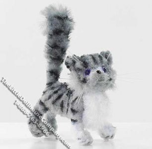 (image for) Miniature Standing Gray White & Black Stripes Cat by Sue Wilkes