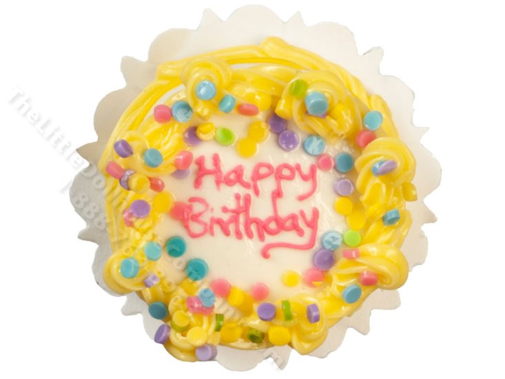 (image for) Miniature Yellow Happy Birthday Cake for Dollhouses