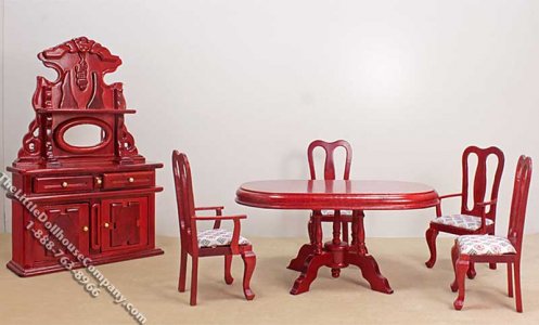 (image for) Miniature Mahogany 6 Piece Dining Room Set for Dollhouses