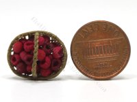 (image for) Miniature Woven Oval Basket of Raspberries by Charlotte Willmott