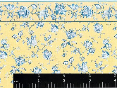 (image for) Blue Floral Jacobean Pattern Miniature Wallpaper for Dollhouses
