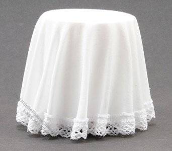 (image for) Miniature White Skirted Table For Dollhouses