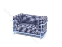 (image for) Miniature Modern Le Corbusier Petit Lounge Sofa in Blue Houndstooth by PRD Miniatures