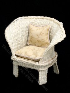 (image for) Miniature Beige and Natural Wicker Chair for Dollhouses