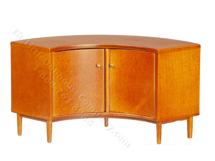 (image for) Miniature Mid Century Modern Crescent Sideboard for Dollhouses