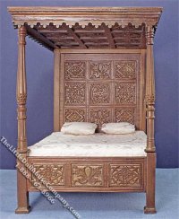(image for) Miniature Ornate Four Post Bed for Dollhouses