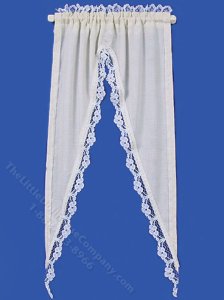 (image for) Miniature Tiffany Ruffle Curtains for Dollhouses - Ecru