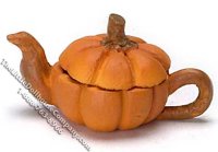 (image for) Miniature Pumpkin Shaped Tea Pot for Dollhouses