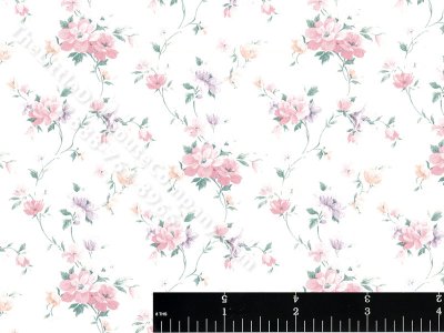 (image for) Pink and Purple Flower Vine Miniature Wallpaper for Dollhouses