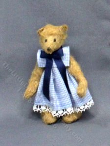 (image for) Miniature Stuffed Bear in Gingham Dress by Betty Miniaturen