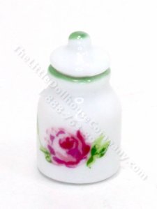 (image for) Miniature Small Ceramic Rose Jar for Dollhouses