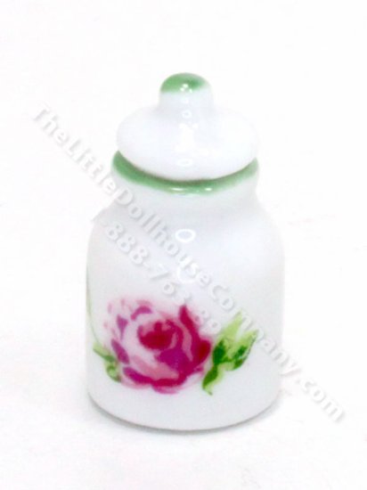 (image for) Miniature Small Ceramic Rose Jar for Dollhouses