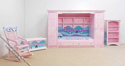(image for) Miniature Hand-Painted Little Bo Peep Bedroom Set for Dollhouses