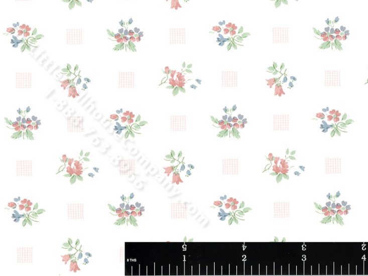 (image for) Flowers and Squares Miniature Wallpaper for Dollhouses