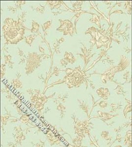 (image for) Dollhouse Scale Model Wallpaper Evelyn Floral on Aqua Pattern