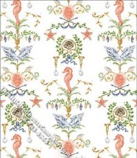 (image for) Dollhouse Scale Model Wallpaper Starfish & Seahorse Pattern