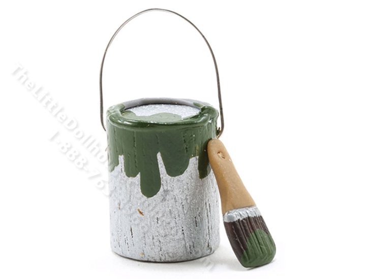 (image for) Miniature Paint Can with Brush - Green