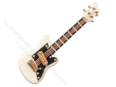 (image for) Miniature Large White Electric Guitar and Case for Dollhouses