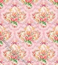 (image for) Pink Julia Floral Pattern Miniature Wallpaper for Dollhouses