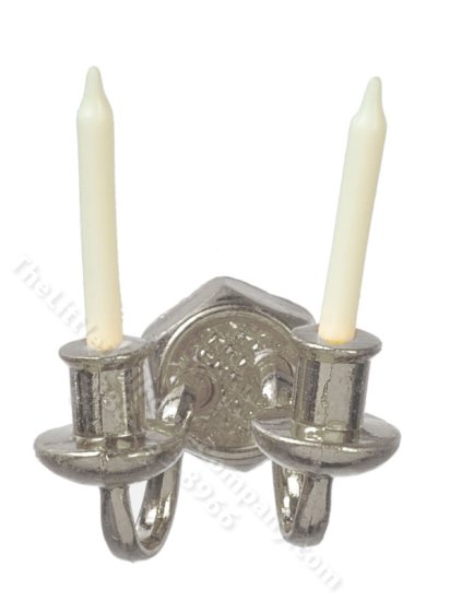 (image for) Miniature 2-Candle Silver Sconce for Dollhouses