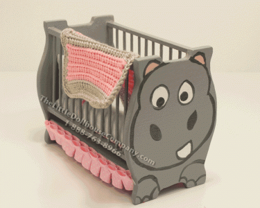 (image for) Dollhouse Miniature Hippo Crib with Blue Accents