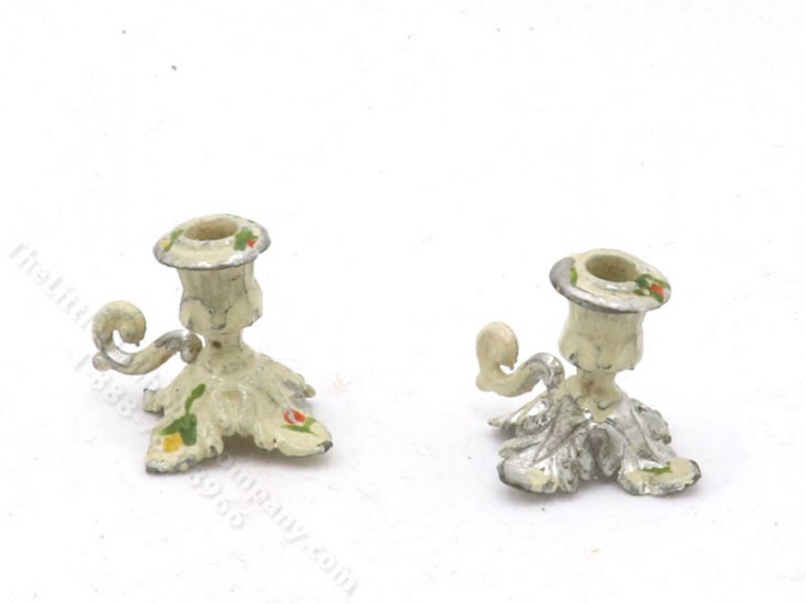 (image for) Miniature Pair of As-Is Metal Candle Holders