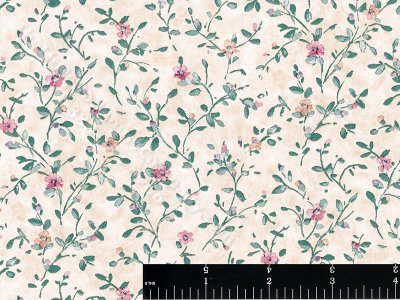 (image for) Floral Vine on Peach Miniature Wallpaper for Dollhouse