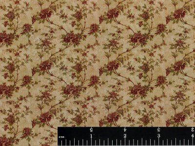 (image for) Dollhouse Scale Model Brown Floral Vine Wallpaper