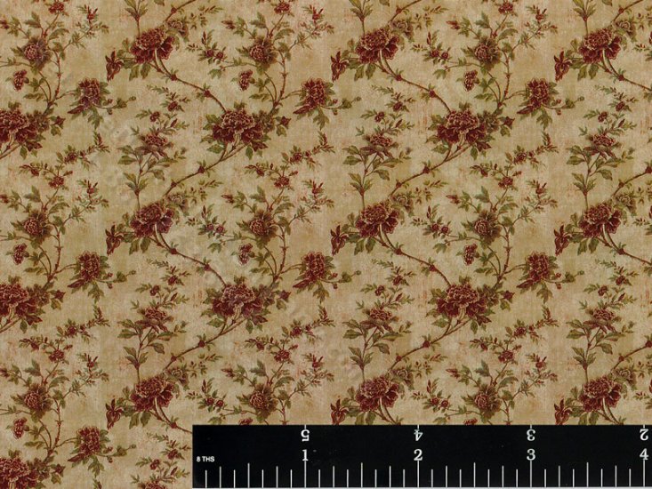 (image for) Dollhouse Scale Model Brown Floral Vine Wallpaper