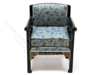 (image for) Miniature Chinese Chippendale Upholstered Armchair for Dollhouse