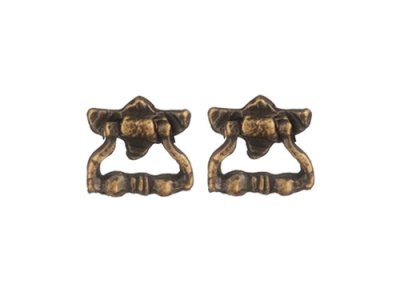 (image for) Miniature Antiqued Brass Drawer Pulls for Dollhouses, 2/pkg.