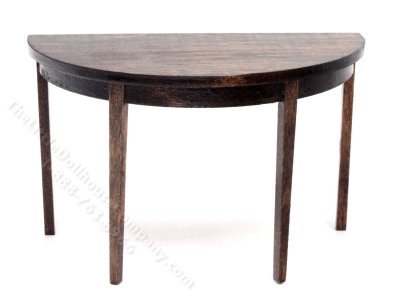 (image for) Miniature Walnut Demi Lune Side Table For Dollhouses