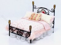 (image for) Half Scale Metal Bed w/ Handmade Pink Bedding by Judith Blondell
