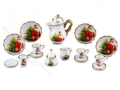 (image for) Miniature Porcelain Classic Santa Tea Service