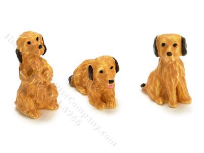 (image for) Miniature Set of 3 Dogs for Dollhouses