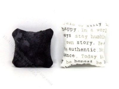 (image for) Miniature Pair of Black and White Pillows for Dollhouses