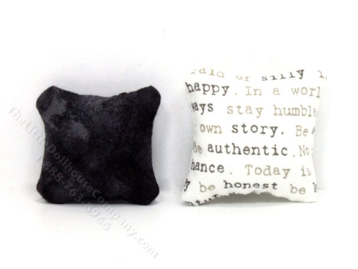 (image for) Miniature Pair of Black and White Pillows for Dollhouses