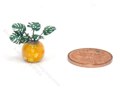 (image for) Handmade Miniature 1/4 Scale Philodendron in Yellow Vase
