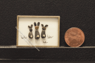 (image for) Dollhouse Miniature Rabbit Pebble Art by Amy Robinson