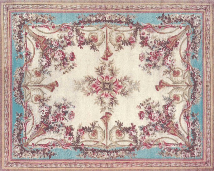 (image for) Dollhouse Scale Model Small Sized Aubusson Savonnerie Rug