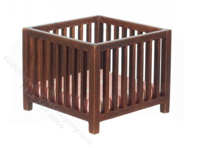 (image for) Miniature Walnut Slatted Play Pen