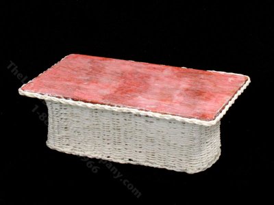 (image for) Miniature White Wicker Coffee Table for Dollhouses